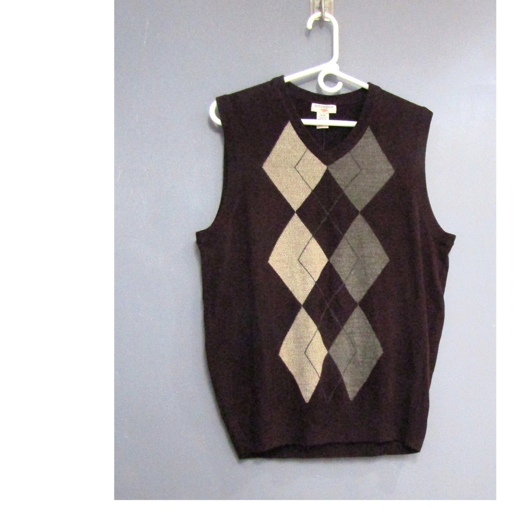 NEW Dockers Argyle Plaid Front Sweater Vest M